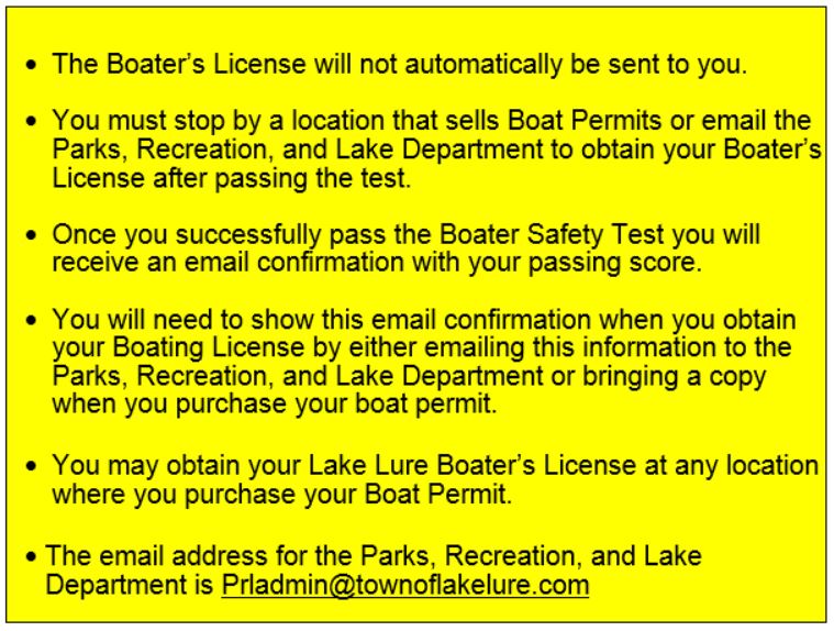 Highlighted Boaters License Information
