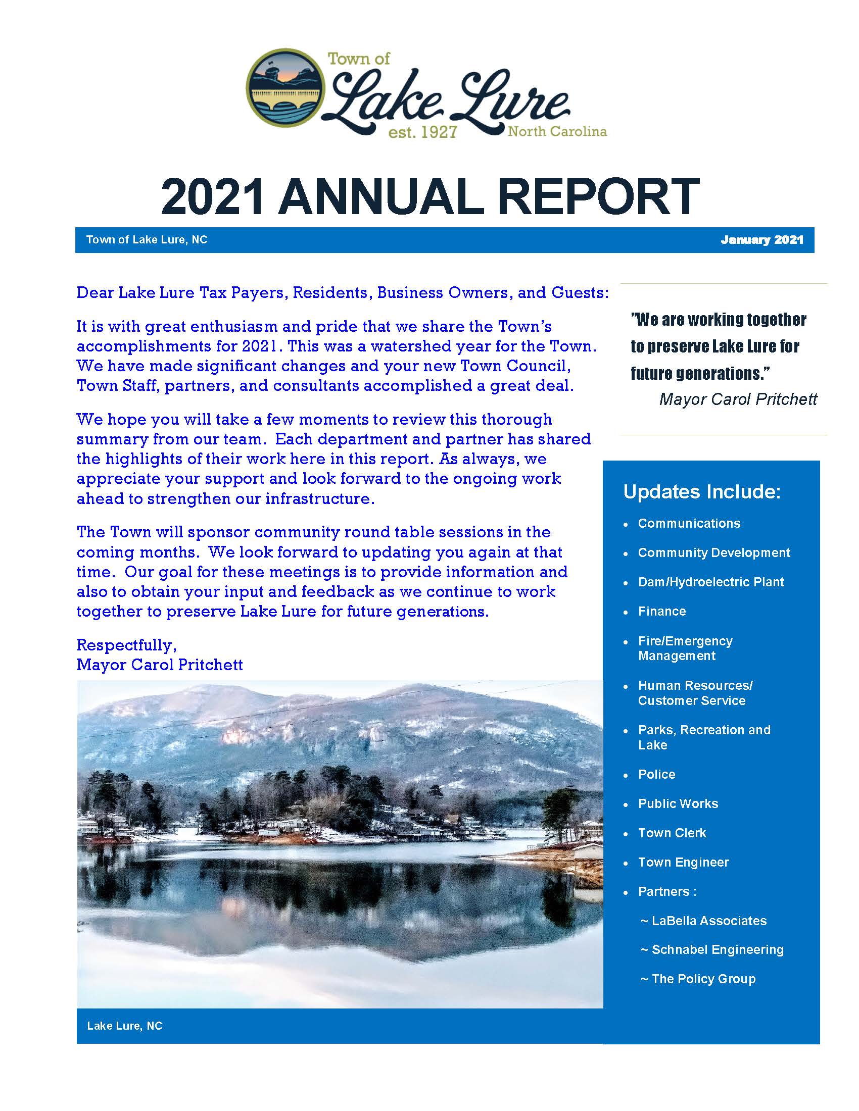 2021 Annual Report Lake Lure North Carolina