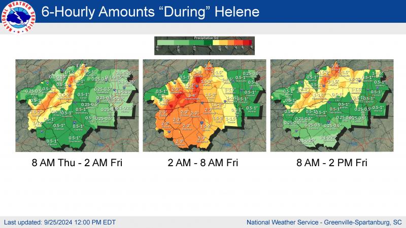 Helene Rainfall Timeline 9/26/24