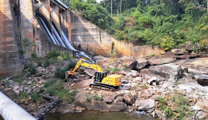 10/5/23 Excavation in Progress at Lake Lure Dam