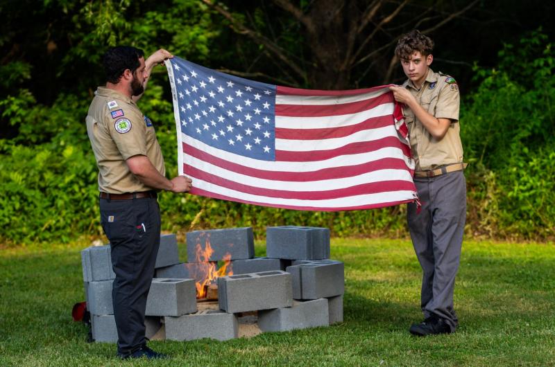 Boy Scouts Lead Present the Flag for the Burning Ceremony