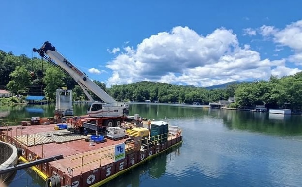 Reservoir drain project at the Lake Lure dam