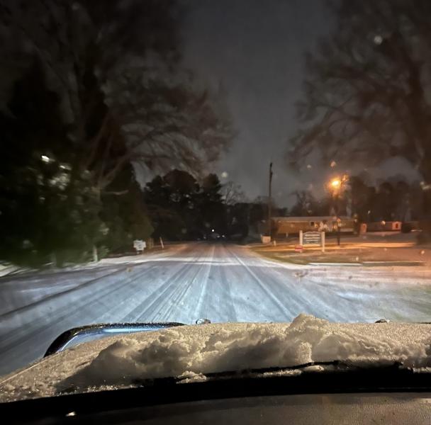 Deteriorating road conditions. Snow. 