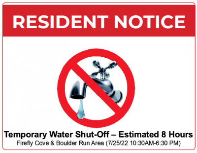 Temporary Water Shut-off Sign