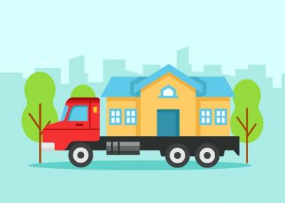 House on Truck Cartoon